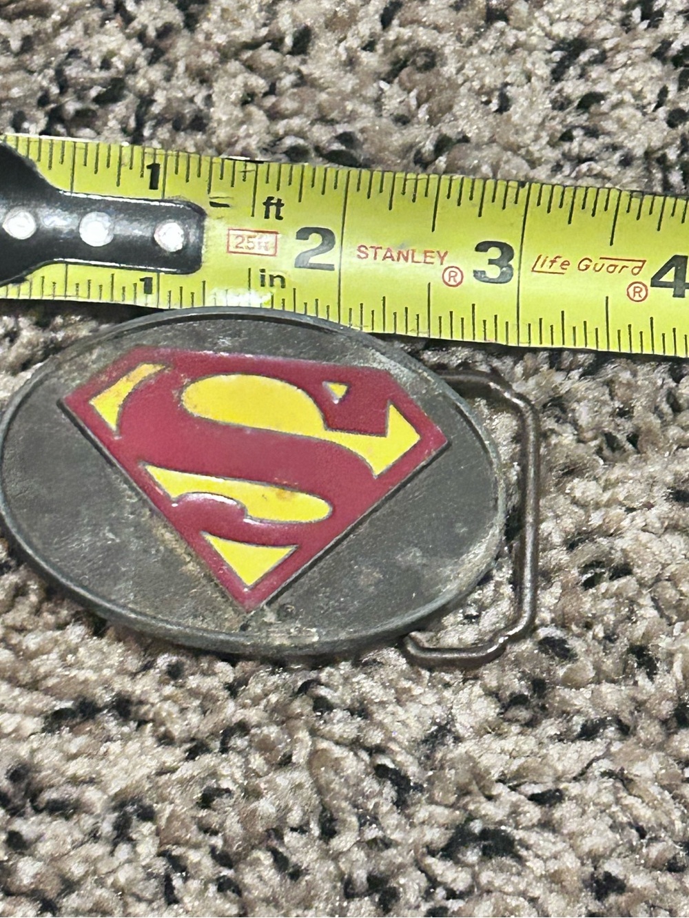 vintage 1970s–1980s DC Comics Superman oval metal belt buckle